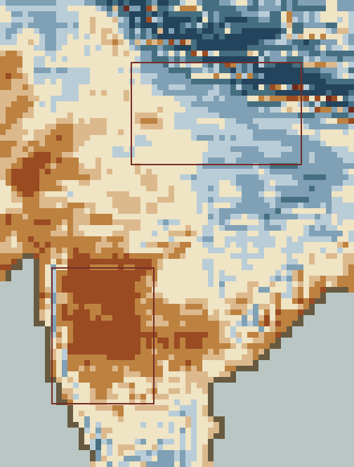 Temperature anomaly, week 1, over the Sugar · India belts