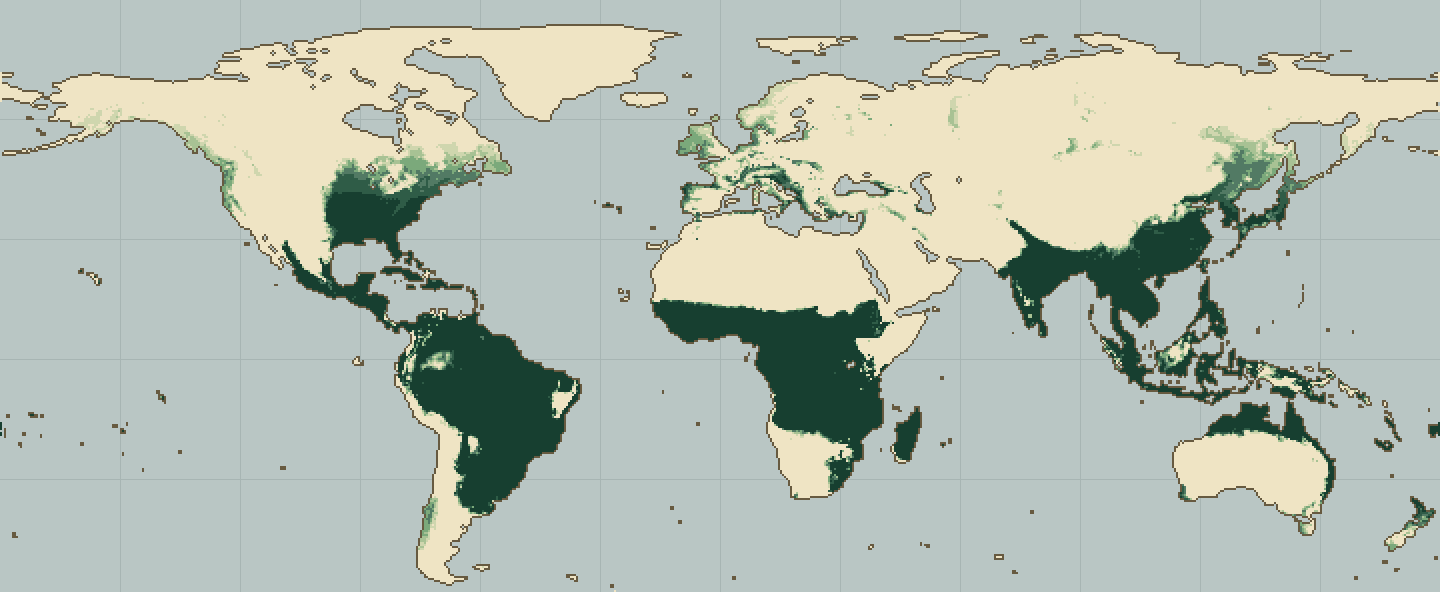 Global climatic suitability map for Bell Pepper