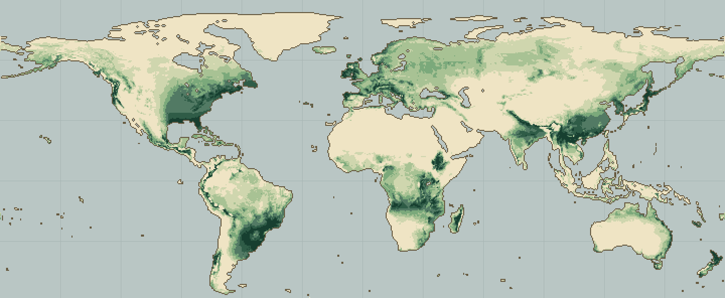 Global climatic suitability map for Blackberry