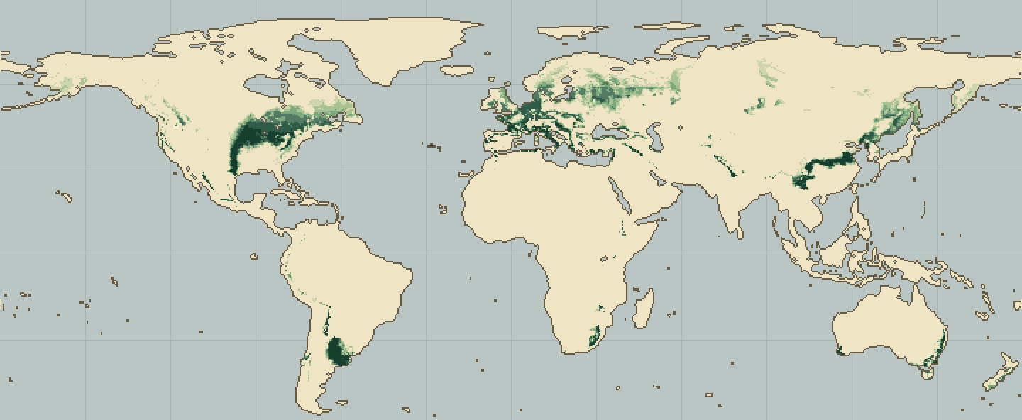 Global climatic suitability map for Blueberry