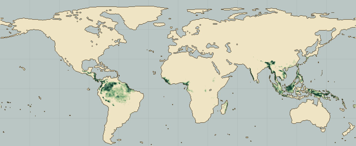 Global climatic suitability map for Cardamom