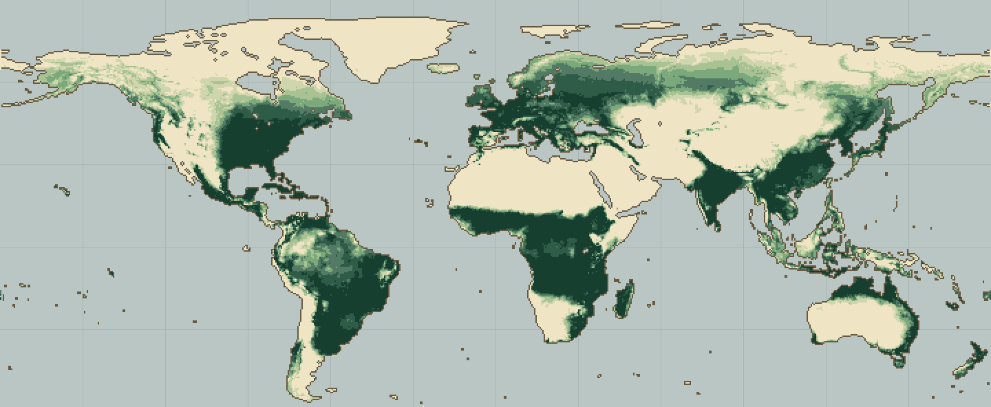 Global climatic suitability map for Cashew