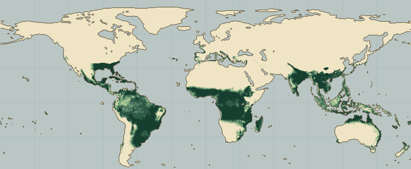 Global climatic suitability map for Cassava