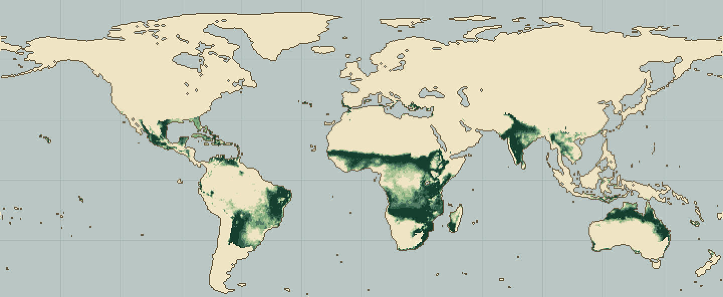 Global climatic suitability map for Castor