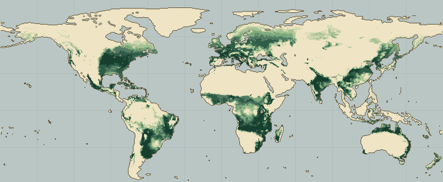Global climatic suitability map for Cherimoya