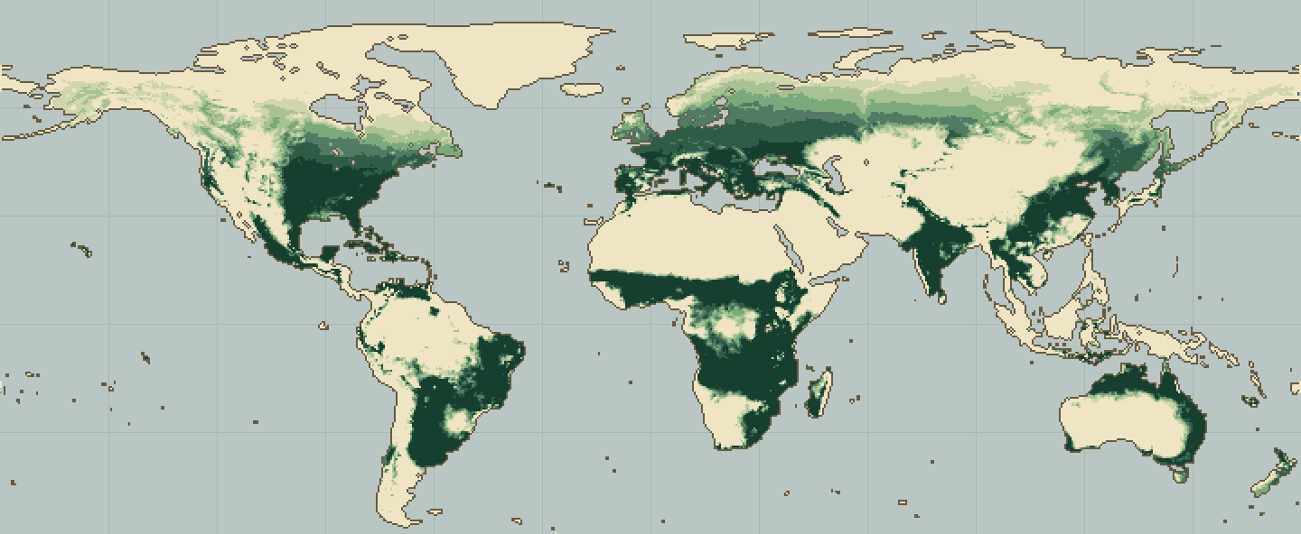 Global climatic suitability map for Chili Pepper