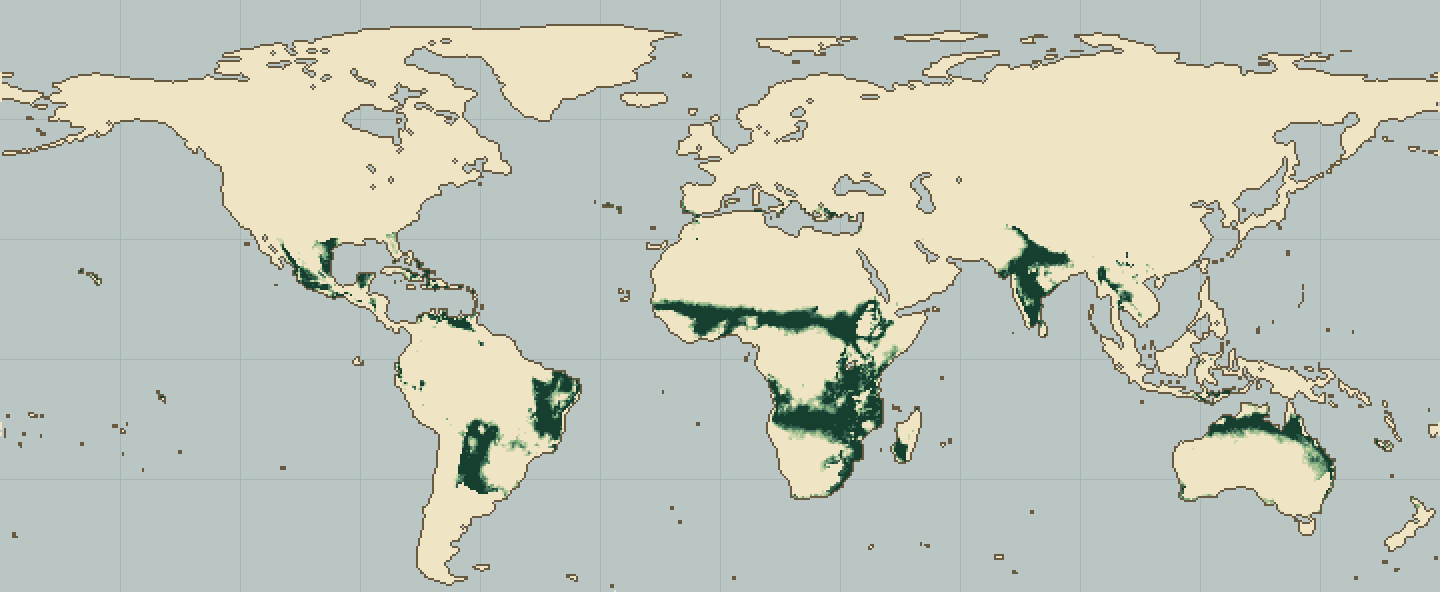 Global climatic suitability map for Cotton