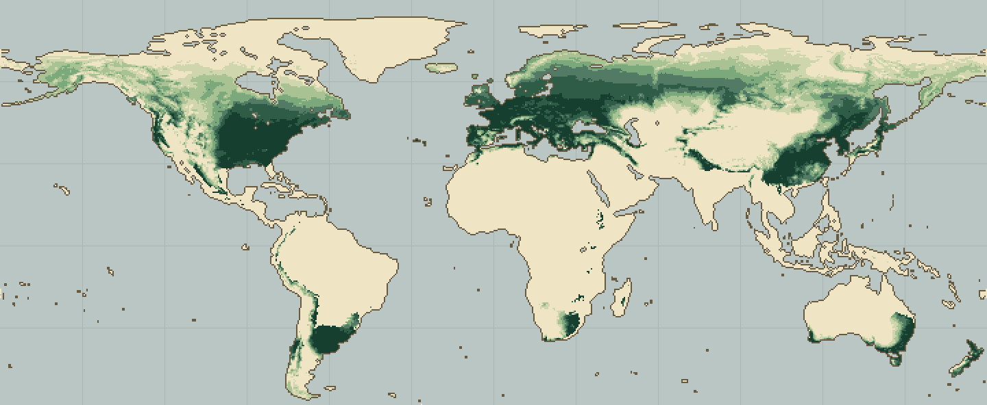 Global climatic suitability map for Fig