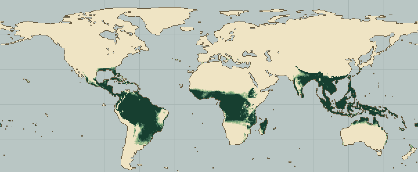 Global climatic suitability map for Greater Yam