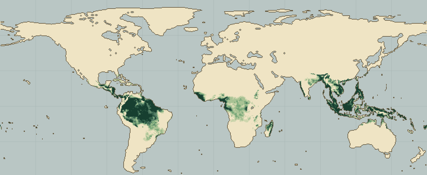 Global climatic suitability map for Guaraná