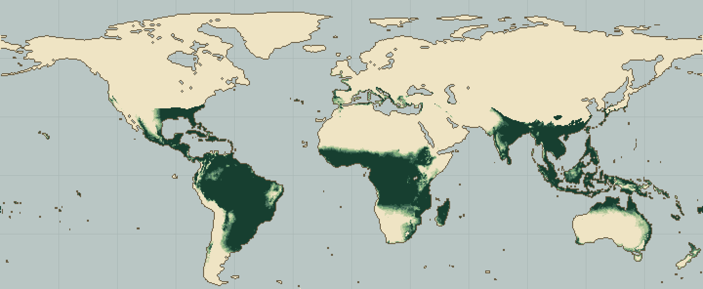 Global climatic suitability map for Guava