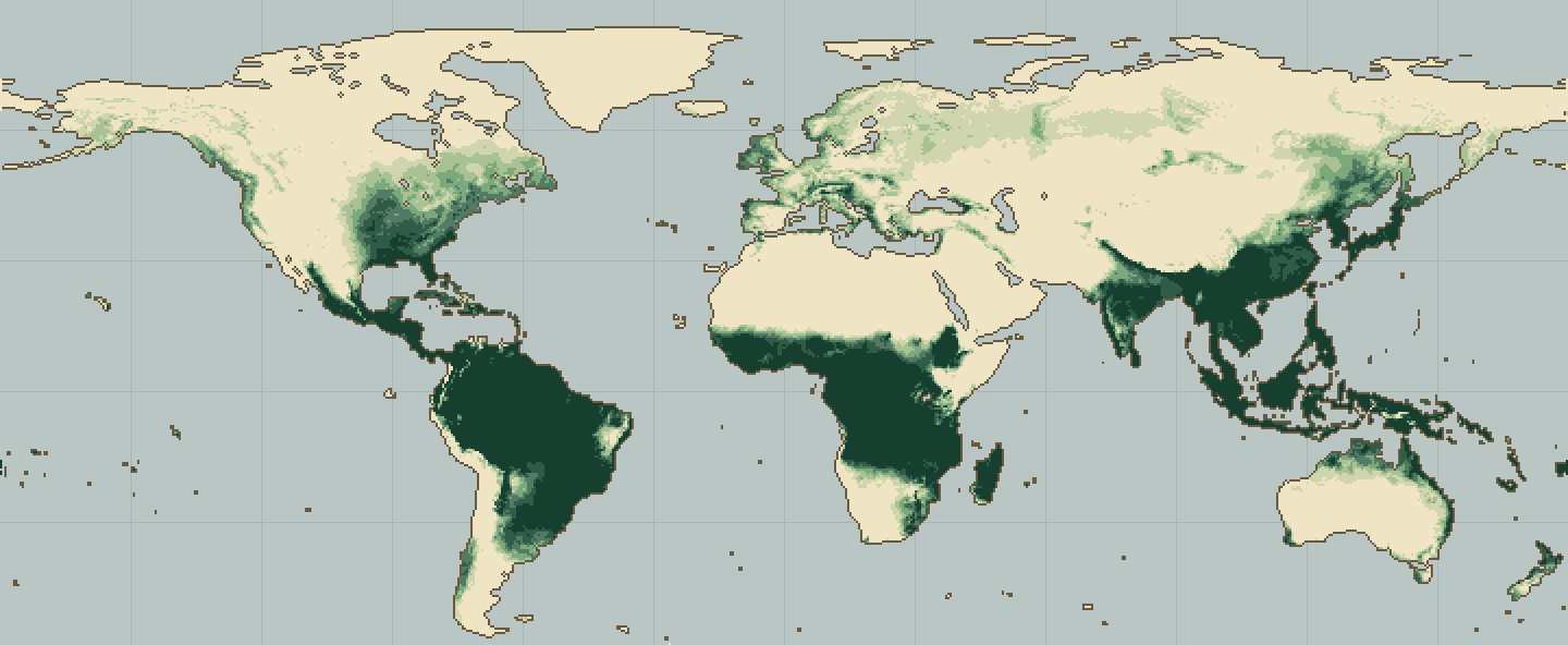 Global climatic suitability map for Jerusalem Artichoke