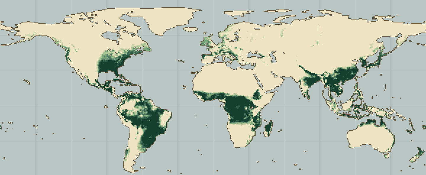 Global climatic suitability map for Longan