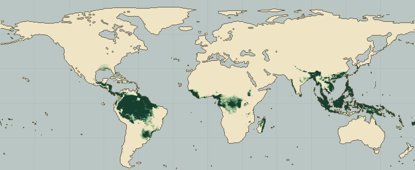 Global climatic suitability map for Mahogany