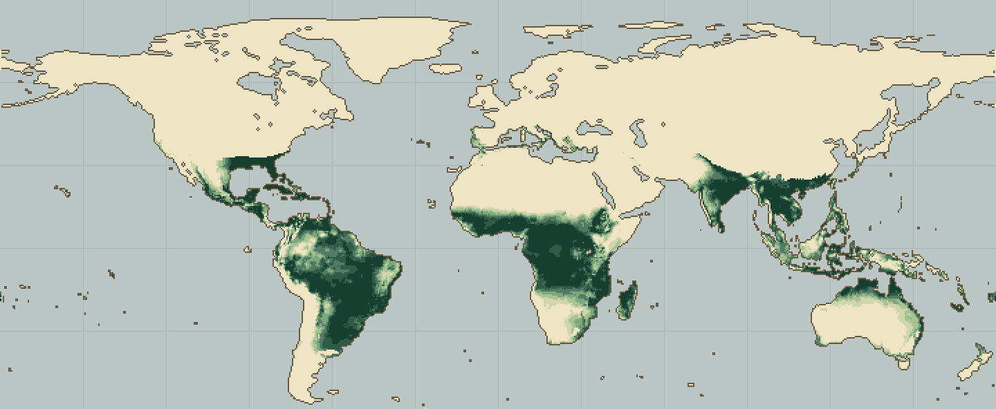 Global climatic suitability map for Mandarin