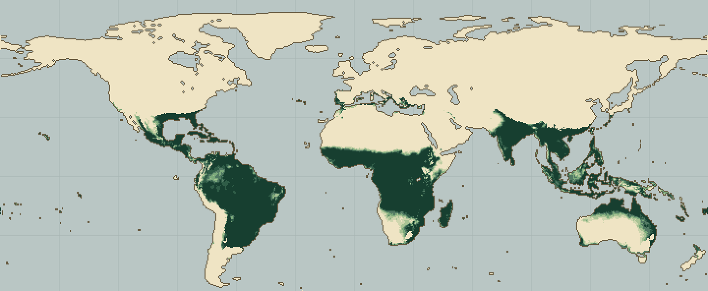 Global climatic suitability map for Mulberry