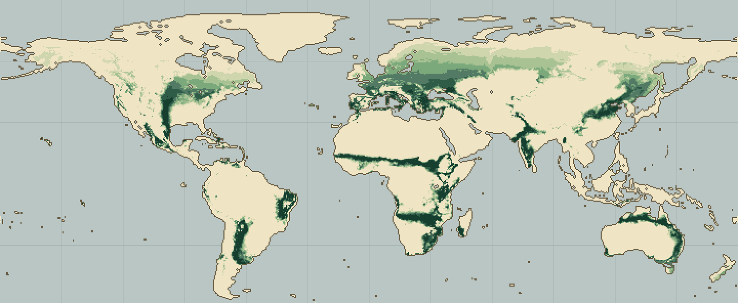 Global climatic suitability map for Mung Bean