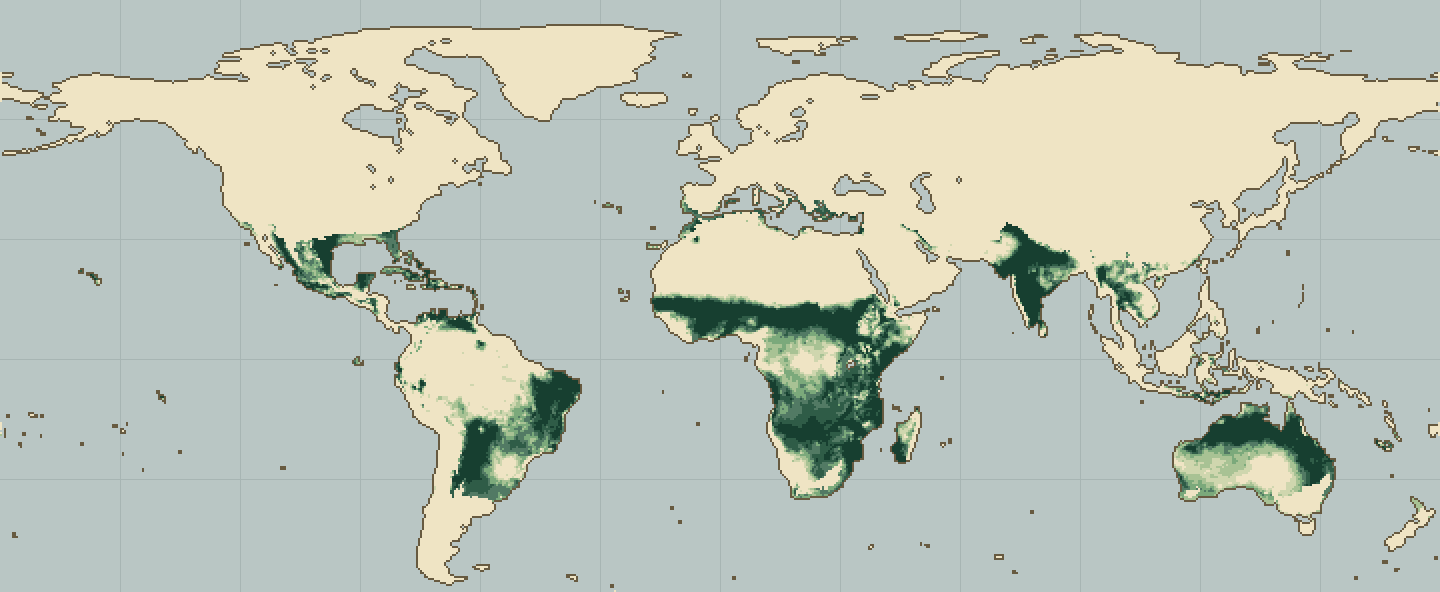 Global climatic suitability map for Neem