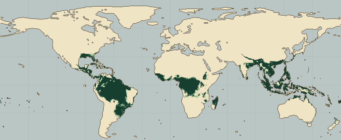 Global climatic suitability map for Nutmeg