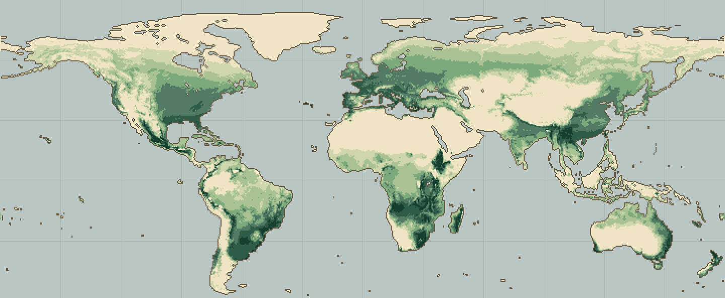 Global climatic suitability map for Oats