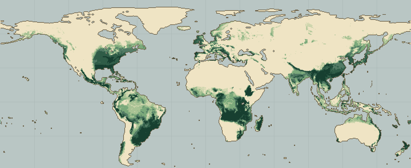 Global climatic suitability map for Oca