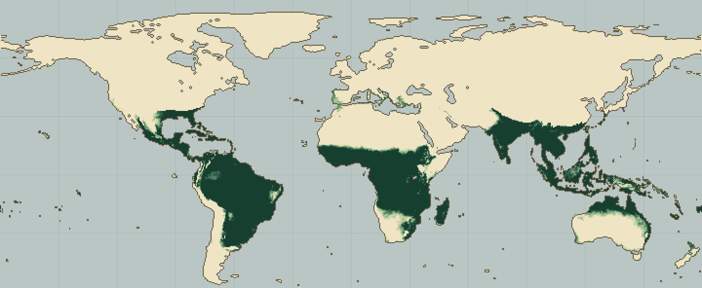 Global climatic suitability map for Okra