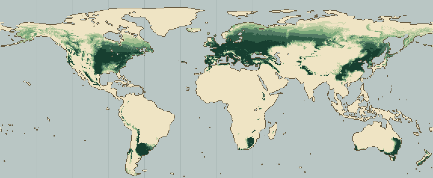 Global climatic suitability map for Pecan