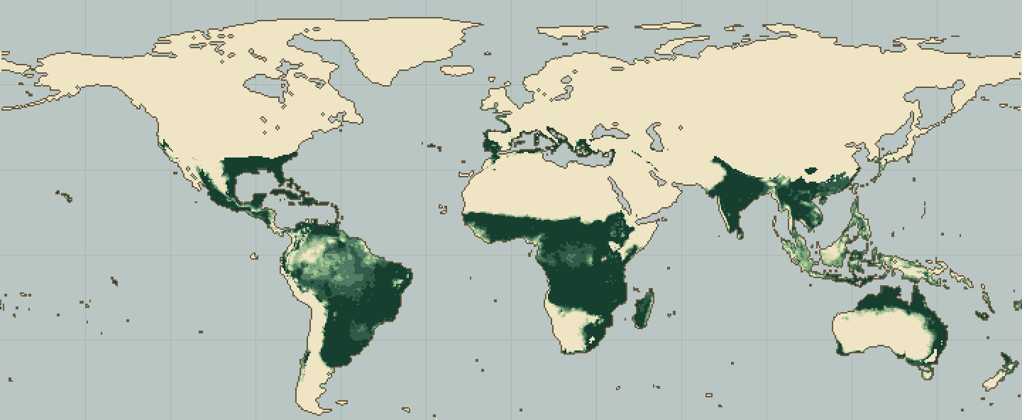 Global climatic suitability map for Pigeon Pea