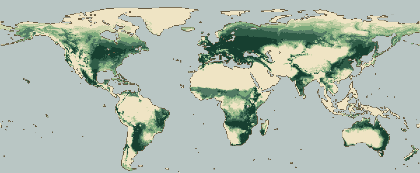 Global climatic suitability map for Scots Pine