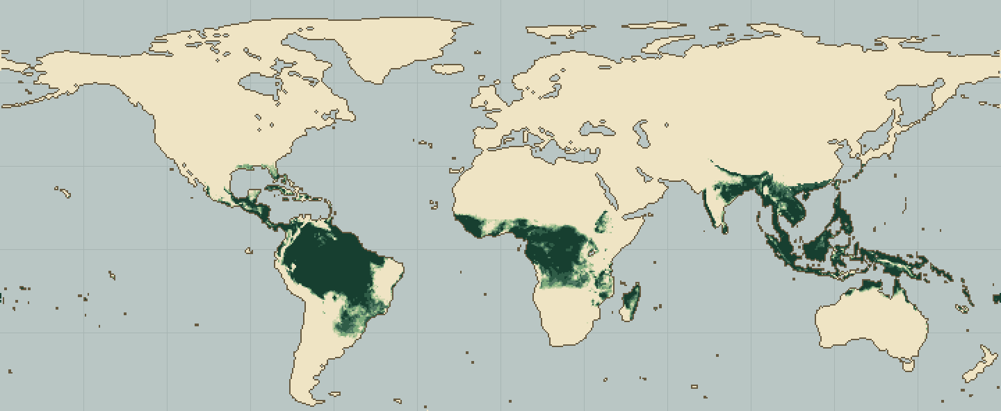 Global climatic suitability map for Plantain