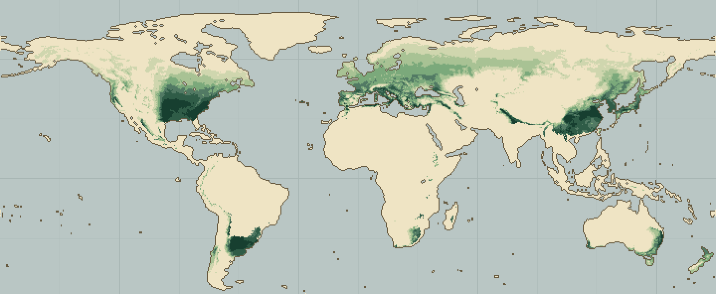 Global climatic suitability map for Pomegranate