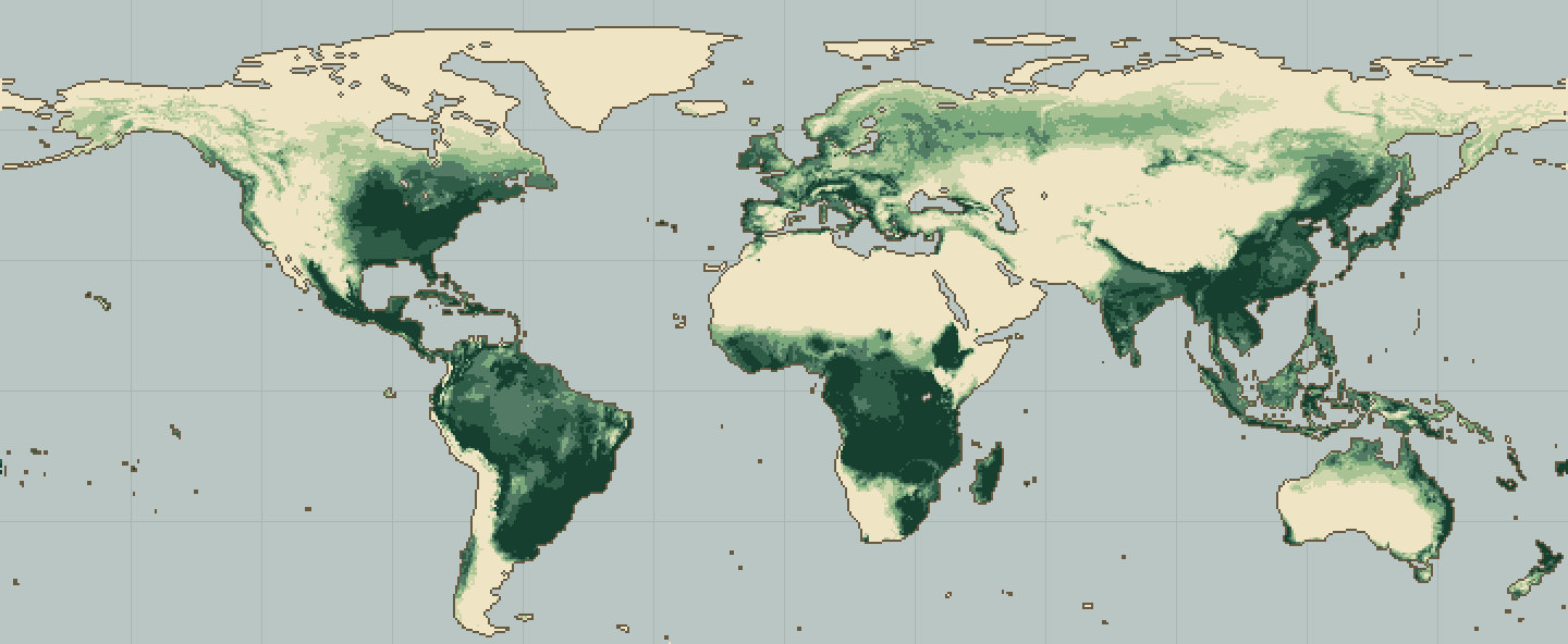 Global climatic suitability map for Potato