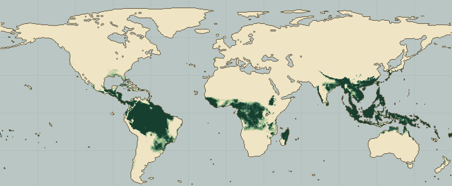 Global climatic suitability map for Ramie