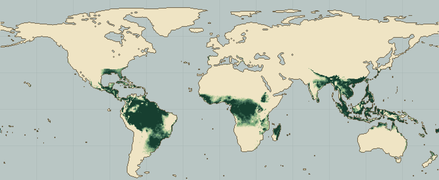 Global climatic suitability map for Robusta Coffee