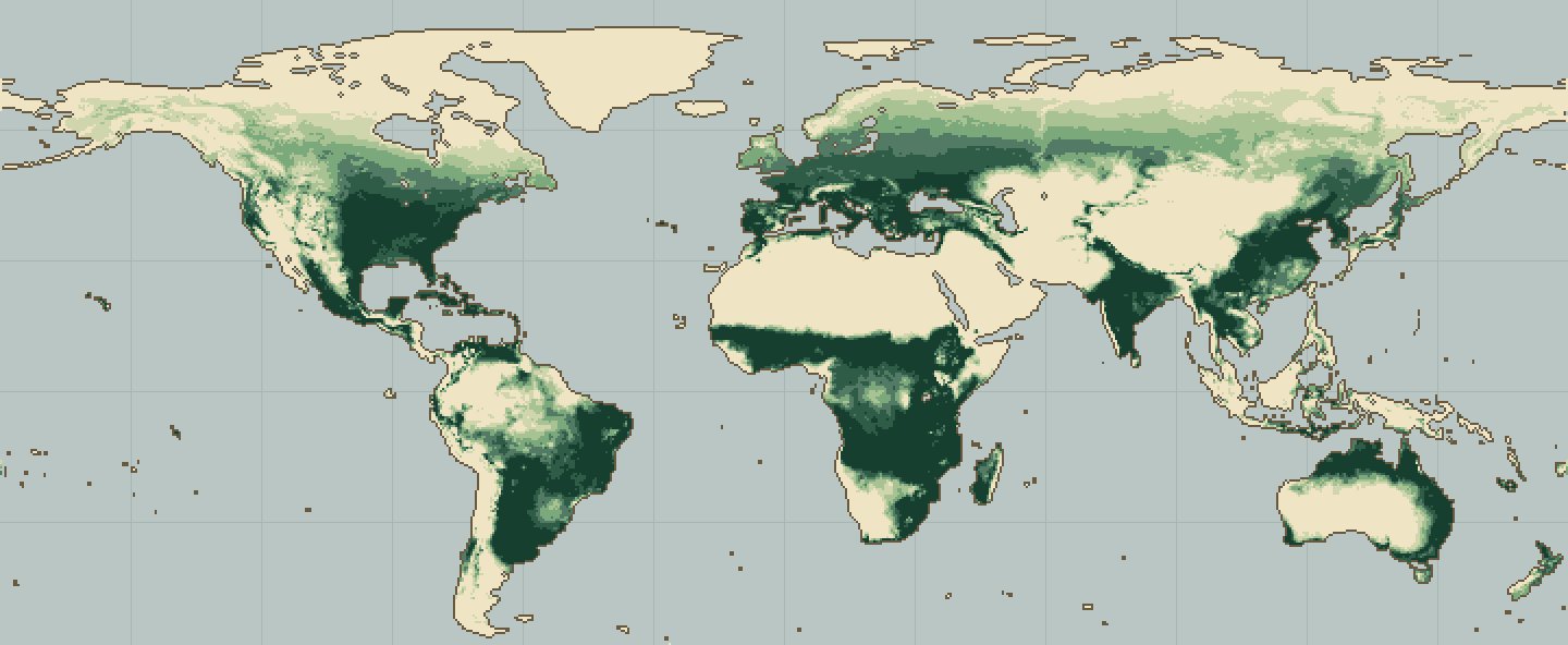 Global climatic suitability map for Rosemary