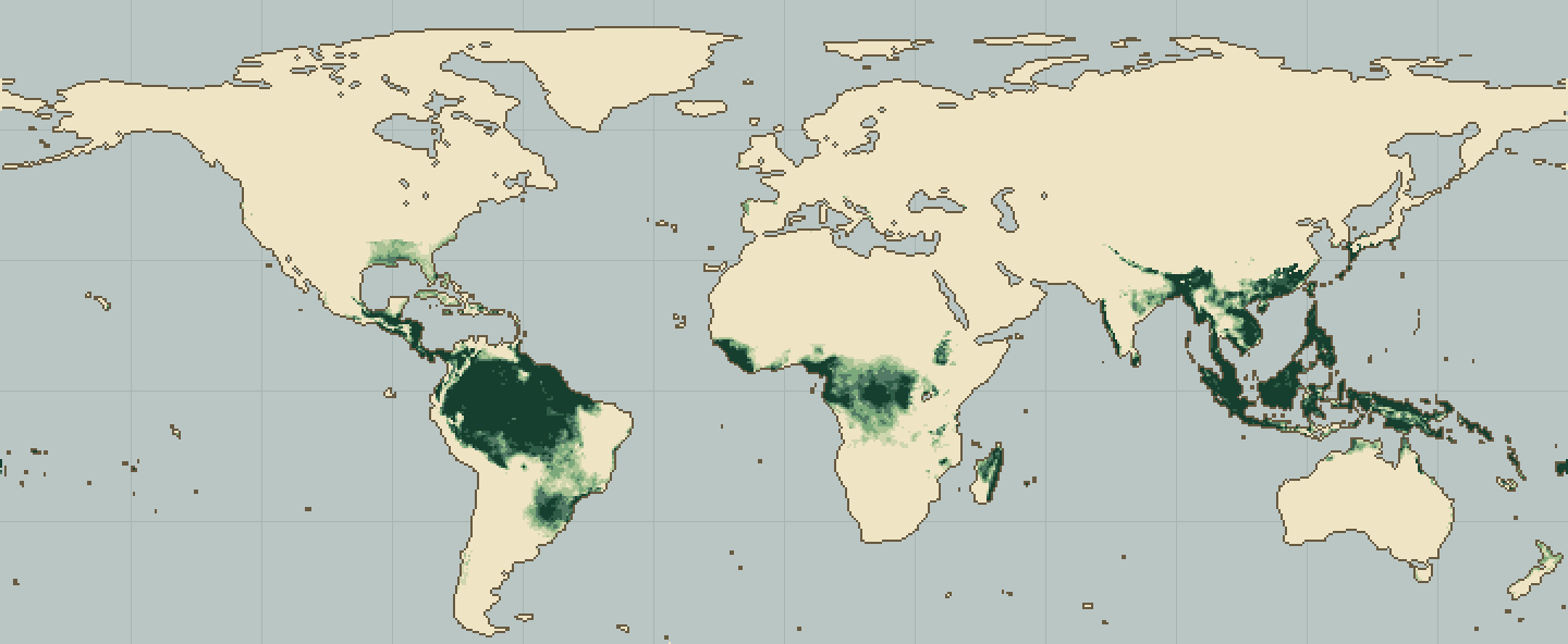 Global climatic suitability map for Rubber