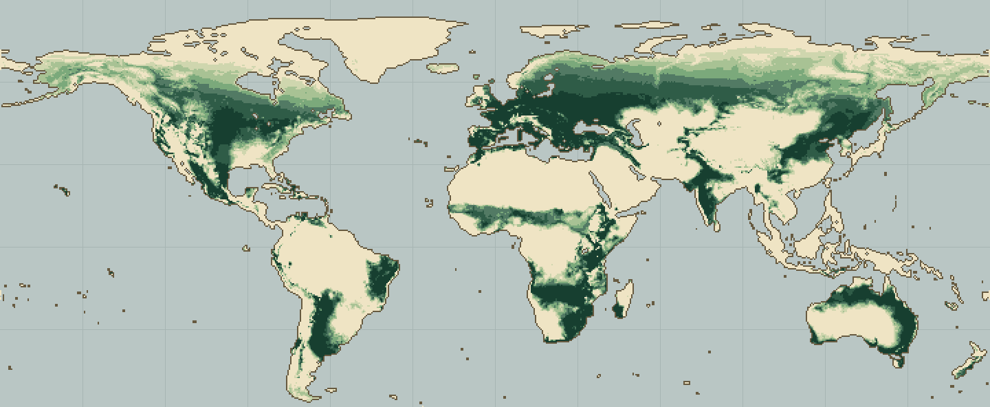Global climatic suitability map for Sage