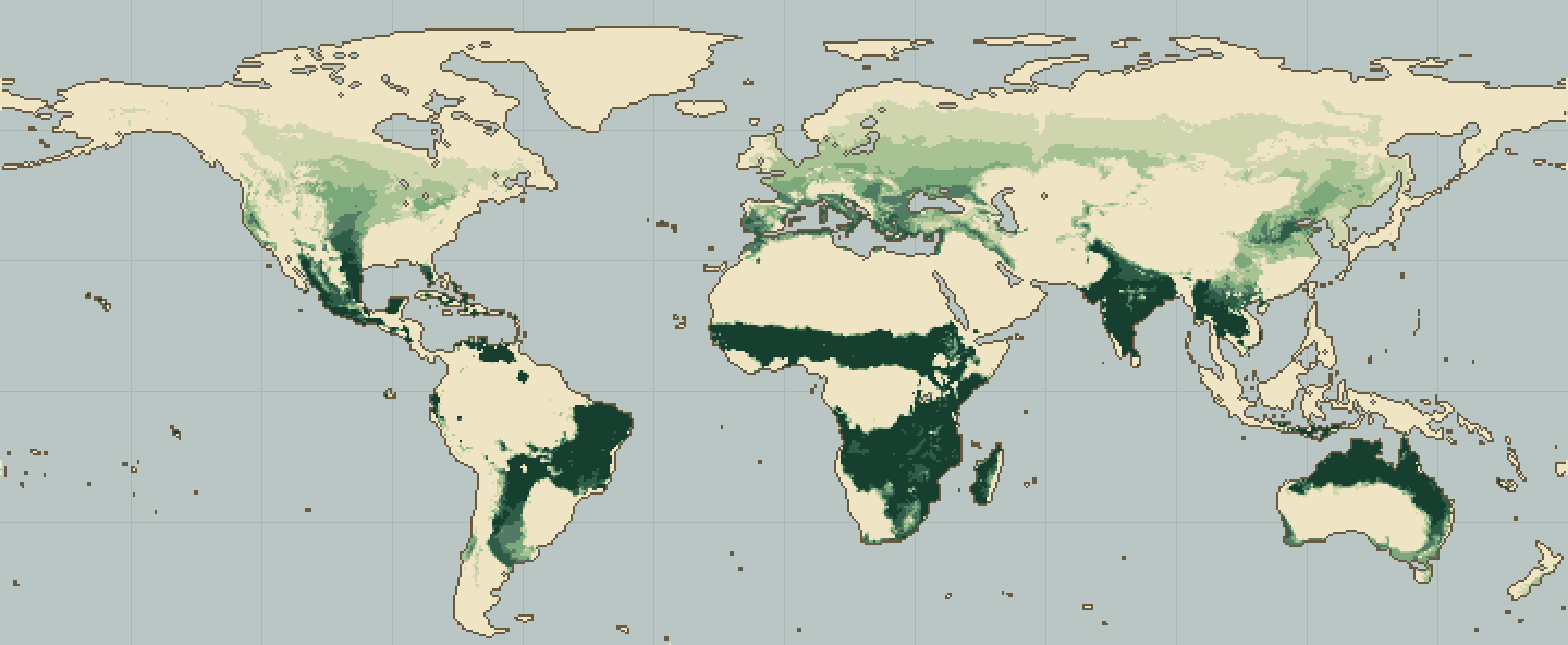 Global climatic suitability map for Sorghum