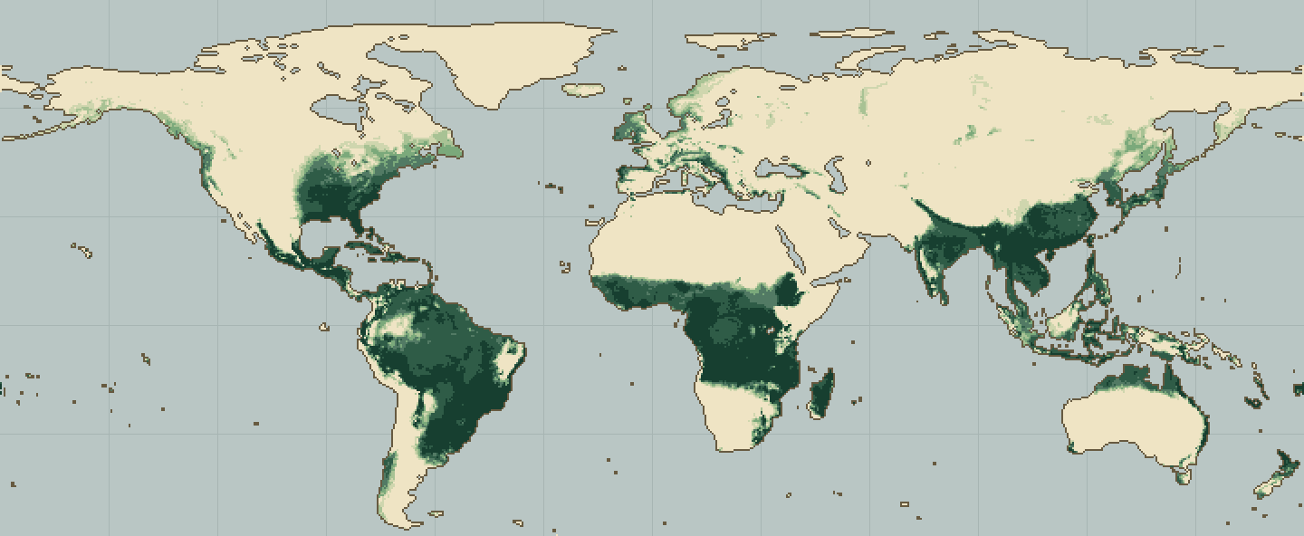 Global climatic suitability map for Spearmint