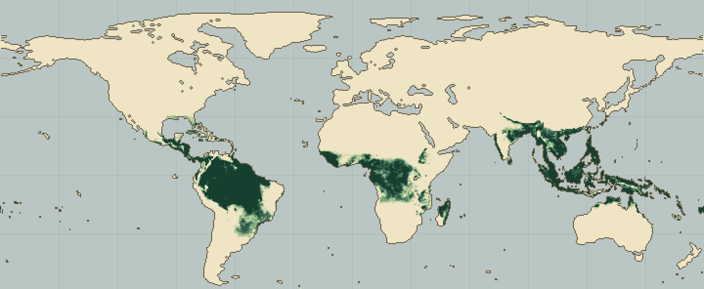 Global climatic suitability map for Sugarcane