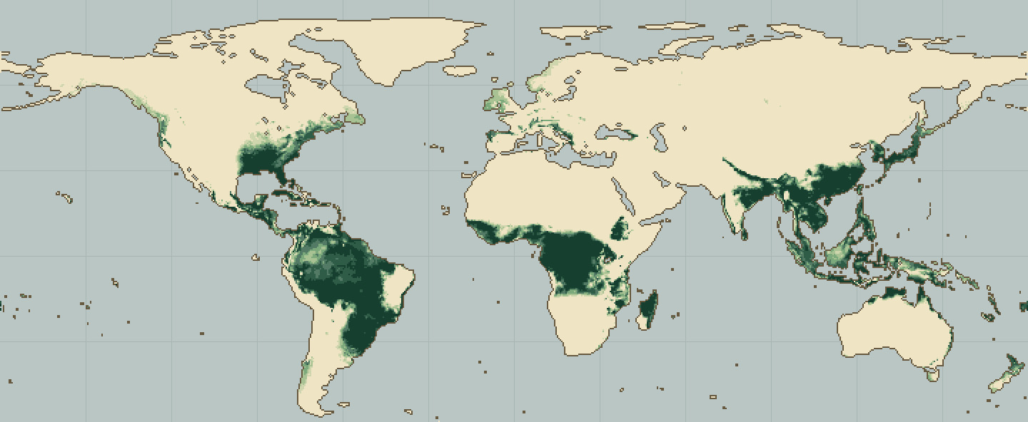 Global climatic suitability map for Tea
