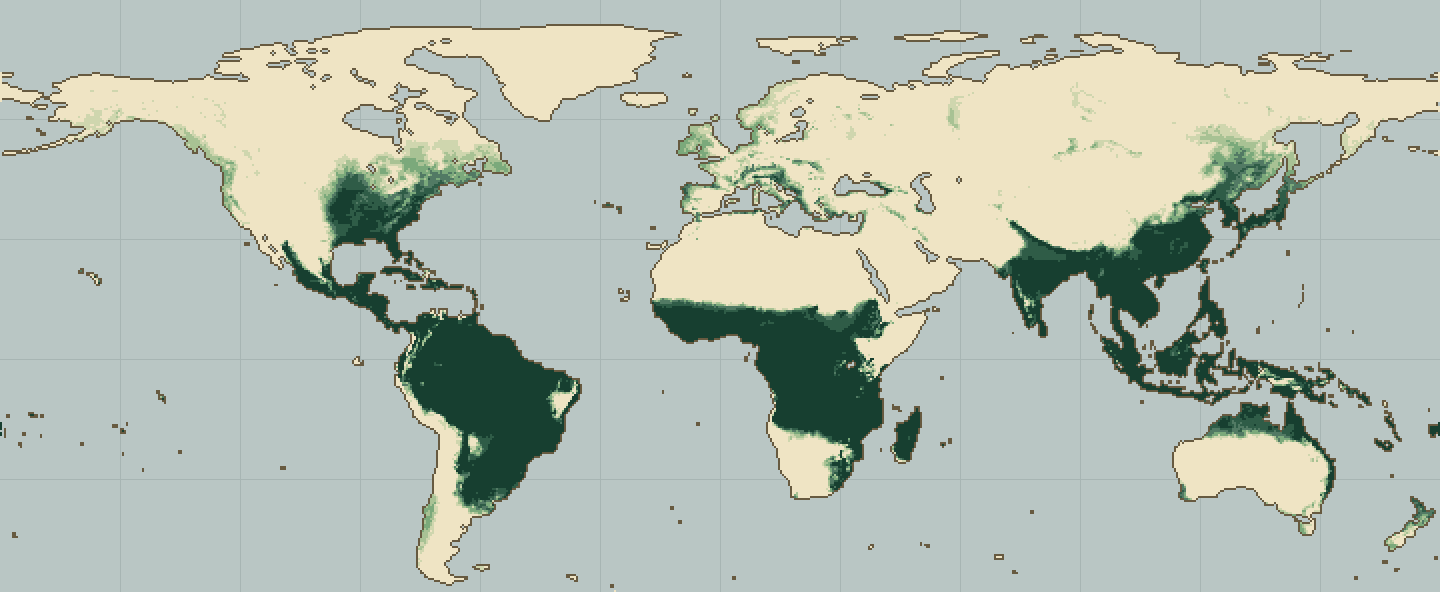 Global climatic suitability map for Tomato