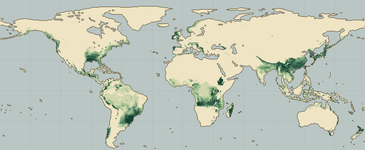 Global climatic suitability map for Ulluco
