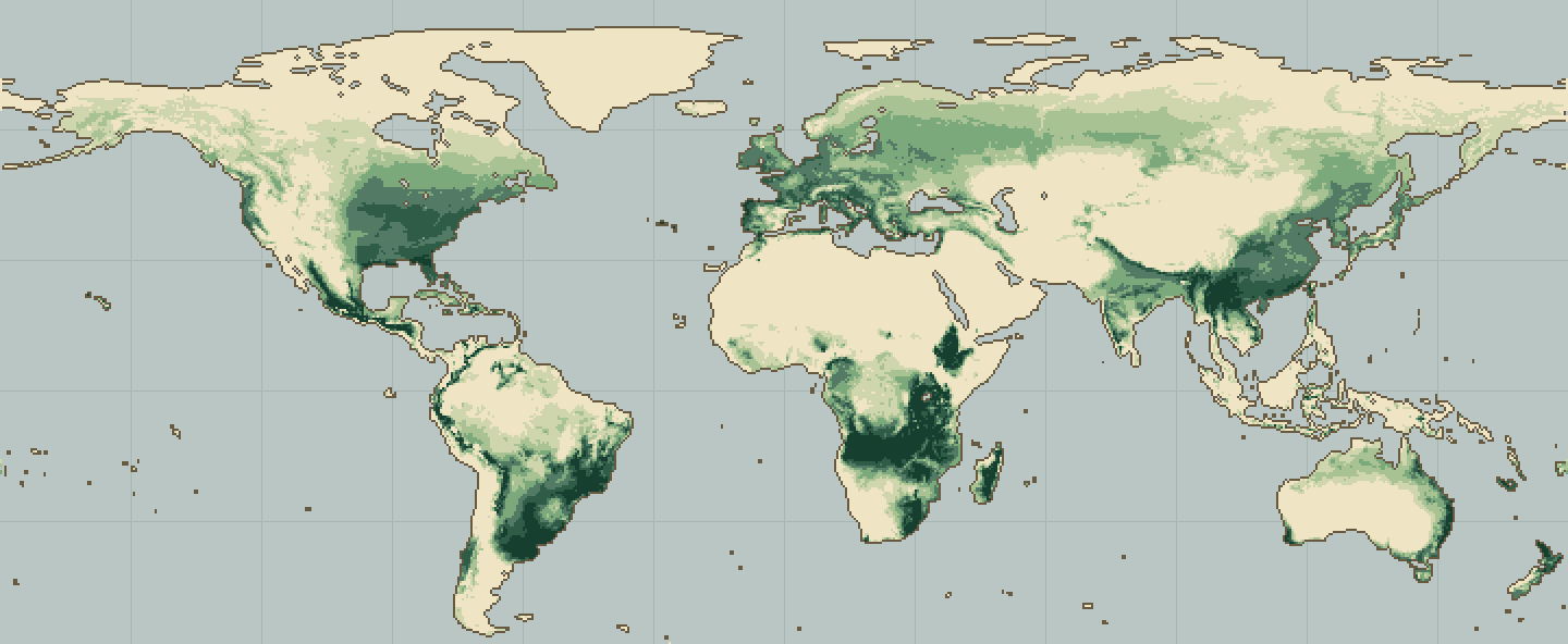 Global climatic suitability map for Wheat