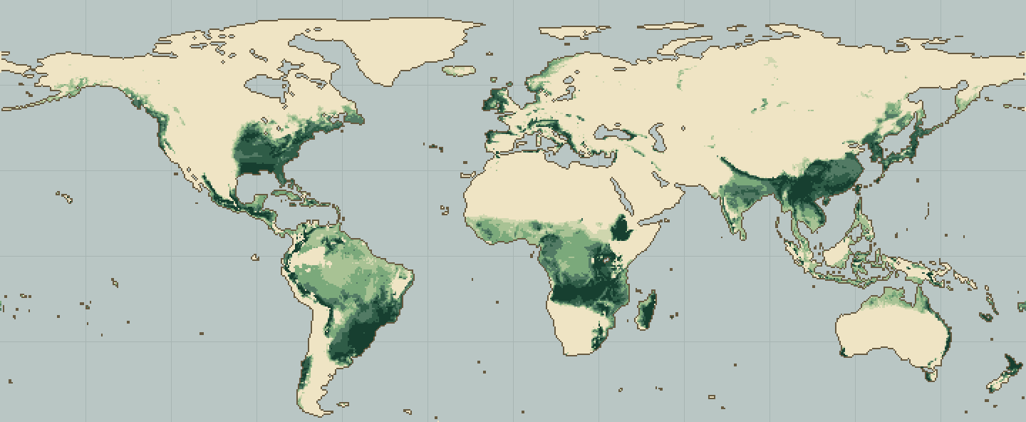 Global climatic suitability map for Yacón